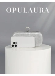 OpulAura Vintage Luxury Shiny Clutch Flashy Ring Clasp Design Fashion Party Handbag Elegant Mini Box Shaped Evening Bag With Chain Suitable For Party Wedding Formal Occasions