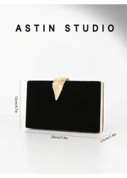 حقيبة سهرة كلاسيكية للنساء بلون أبيض ذات إبزيم معدني بزخرفة ورقة، حقيبة مناسبة للسهرات والحفلات والزفاف