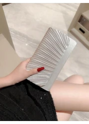 Moonlit EveBag Glitter Bling Shiny Glamorous Elegant Exquisite Mini Pleated Flap Design Evening Bag Dinner Bag For Party Girl Woman For Female Perfect For Party Wedding Prom Dinner Banquet For Best Gi