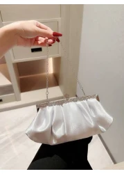 Moonlit EveBag Women s Exquisite Satin Evening Clutch Bag With Rhinestone Decoration Party Dress Bag Prom Bag Evening Bag Chain Handbag Royal Blue