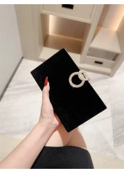 1pc Luxury Velvet Box Shaped Evening Bag Party Bag With Sparkly Crystal Button Decor Suitable For Formal Gown Prom Wedding Banquet Perfect For Party Wedding Prom Dinner Banquet Matching With Holiday P