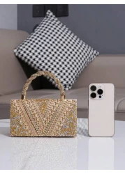 Evening Rhinestone Embellished Decorative Clutch Handbag European And American Style Women s Party Bag Fashionable Evening Bag Glamorous Rhinestone Bag