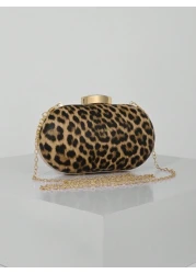 Fashionable PU Leopard Print Evening Clutch Bag Handbag Suitable For Wedding Party And Ball Shoulder Bag With Chain Strap Leopard Print Purse For Women Leopard Comeback