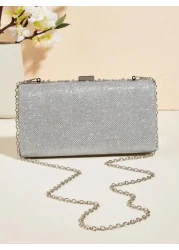 Handcrafted Glitter Rhinestone Embedded Evening Clutch Bag Party Bag Cosmetic Bag Shoulder Strap Crossbody Chain Bag Fashion Handbag