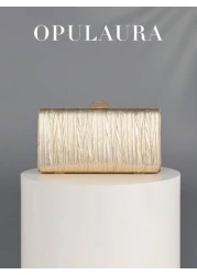 حقيبة يد أنيقة ذات تصميم محبب من الجلد الذهبي، حقيبة سهرة فاخرة من الطراز الرجعي، حقيبة يد أنيقة ذات سلسلة، من