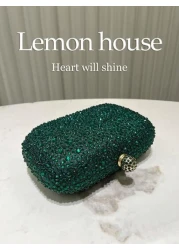 1pc Elegant Green Rhinestone Decor Mini Clutch Purse With Detachable Metal Chain Strap Suitable For Formal Events Wedding Party And Make A Great Gift For Women Perfect For Party Wedding Prom Dinner Ba