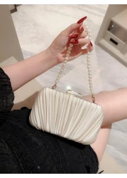 Moonlit EveBag Glamorous Elegant Exquisite Quiet Luxury Sequin Stylish Luxury Shiny Faux Pearl Clutch Box Bag Evening Bag For Wedding For Party Girl Woman Bride Elegant Pearl Clutch Prom Bag