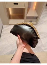 Moonlit Eve Bag 1pc Fashion Metal Sphere Decor Party Handbag European American Style Luxury Leather Clutch Purse Elegant Sophisticated Wedding Gala Bag Suitable For Wedding Prom Formal Events Formal D