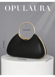 OpulAura Women s Metal Feeling Luxury Evening Clutch Bag Elegant Leather Party Handbag Shiny Formal Clutch For Dress Suitable For Formal Occasions Like Wedding Prom Birthday Bridesmaid Perfect For Par
