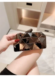 Moonlit EveBag 1pc Fashionable Metal Hardware Unique Shaped Evening Clutch Bag Party Bag Wedding Bag Chain Bag Formal Dress Bag Bride s Bag