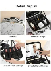 LED Lighted Makeup Case With Mirror 3 Color LED Light Professional Makeup Bag Cosmetic Artist Makeup Box Beauty Vanity Organizer With Removable Dividers Birthday Holiday Mother s Day Gift Travel Schoo