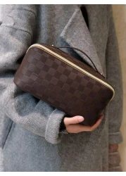 1Pc Travel Makeup Bag PU Waterproof Beauty Storage Box Multi Compartment Toiletries Bag Portable Perfume Storage Box Organizing And Storing Storage Bag Multi Functional Travel Toiletries Bag For Stori