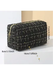 1pc Large Capacity Checkerboard Hand Woven Cosmetic Bag Portable Toiletry Organizer Travel Case For Travel Storage Bag Makeup Bag Cosmetic Bag Vacation Organizer Large Capacity Makeup Organizer Makeup