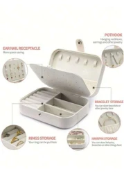 1pc Portable Travel Jewelry Box Fashion Zipper Jewelry Case Mini Ring Box Waterproof PU Leather Storage Bag Jewelry Organizer And Container With Velvet Lining For Rings Earrings Pendants Necklaces Bra