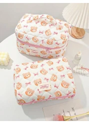 1 Piece Large Capacity Women Makeup Bag Fashion Sweet Style Cosmetic Bag Set Printed Wash Bag Sorting Storage Bag Vanity Organizer Beauty Case Zipper Pouch Makeup Bag Toiletry Bag Versatile Storage Ba