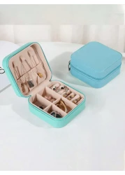 1 Pc Portable Travel Jewelry Box Large Capacity Jewelry Storage Box Household Makeup Organizer Lockable Jewelry Case Small Compact Travel Jewelry Organizer For Earrings Necklaces Rings Dust Proof Jewe