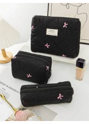 1 Piece Travel Storage Toiltery Bag Zipper Storage Pouch Cosmetic Bag Tampon Storage Bag Sanitary Pad Pouch Women s Bow Embroidered And Quilted Makeup Bag Sets Multi Functional Cosmetic Storage Bag Ba