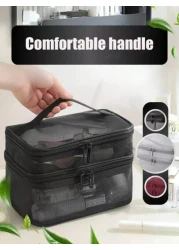 1pc Multi Functional Toiletry Bag Portable Makeup Storage Organizer Waterproof Cosmetic Pouch Large Capacity Travel Bag For Makeup Brushes Lipstick Nail Polish Jewelry Electronics Perfect Gift For Bir