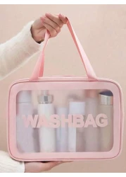 حقيبة أدوات تجميل كبيرة السعة مقاومة للماء 3/ قطعة واحدة، حقيبة منظم ذات طبقتين للمكياج، حافظة سفر متعددة الوظ