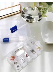 1pc Transparent Mesh Jewelry Box Multi Cell Detachable Travel Storage Box Jewelry Display Box Antioxidant Waterproof Dustproof Large Capacity Suitable For Rings Earrings Pendant Nail Jewelry Gifts For