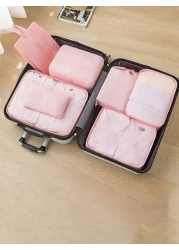 1 / 7 قطع حقيبة منظم السفر ، كيس تخزين PVC ، حقيبة سعة كبيرة لمستلزمات التجميل والأمتعة ، كيس أحذية ، حقيبة مكياج ،