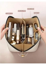 1 حقيبة مستحضرات تجميل سفر ذات سعة كبيرة ومقاومة للماء من جلد البولي يوريثان, حقيبة أغراض شخصية متعددة الوظائف