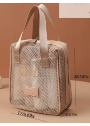 1pc Large Capacity Mesh Cosmetic Bag Portable Travel Toiletry Organizer Multi Function Storage Pouch With Zipper Mesh Bag For Cosmetics Skincare Phones Jewelry And Small Items Gift Travel Multiple Col