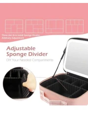 Travel Makeup Bag With Mirror Of LED Lighted Makeup Train Case With Adjustable Dividers Makeup Case With Mirror For Travel Storage Bag Makeup Bag Cosmetic Bag Vacation Organizer Large Capacity Makeup