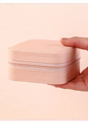 1PC Mini Jewelry Organizer Display Travel Jewelry Zipper Case Boxes Earrings Necklace Ring Portable Jewelry Box Leather Storage Jewelry Storage Box Women Gifts Girl Gifts Girlfriend Gifts Back To Scho