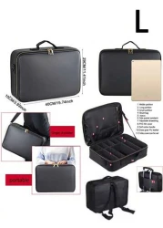 Multi Function PU Leather Cosmetic Bag Large Capacity Professional Divided Makeup Case With Dual Shoulder Shoulder Strap Suitable For Beauticians Nail Technicians Tattoo Artists Makeup Artists Travel