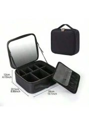 Professional Makeup Case With Lights Full Screen Mirror Cosmetic Storage Bag Fully loaded Portable Makeup Artist Brush Beauty Nail Tool Box Leather Travel Makeup Bag