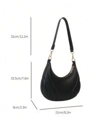 Hot Search Crescent Handbag 1 Piece Solid Acrylic Chain Decoration PU Portable Elegant Zipper Shoulder Bag Handbag Suitable For Girls To Travel And Daily Use