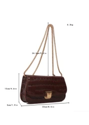 Waterproof Lightweight Business Casual Crocodile Embossed Chain Bag For Teen Girls Women College Students Rookies White Collar Workers Perfect For Office College Work Business Commute Outdoors Travel