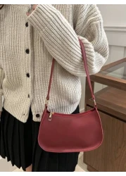 حقيبة كتف أنيقة ذات تصميم بسيط، حقيبة إبط بطراز عتيق، حقيبة مقبض مبطنة خفيفة الوزن مع سحاب، حقيبة يد عصرية متع