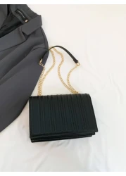 Letter Graphic Flap Chain Square Bag Small Minimalist