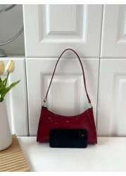 حقيبة كتف مزخرفة بنقشة هندسية ذات لون متماسك، مع سحاب، حقيبة كتف نسائية، حقيبة سستة بطراز رجعي أنيق، حقيبة يد