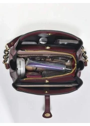 Fashion Solid Color Women s Handbag Women s Chain Crossbody Bag Anti Theft Shoulder Bag Women s PU Leather Shoulder Bag With Phone Wallet Bucket Bag Bag For Women Elegant Best Mothers Day Gifts Ever