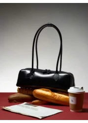 Women 2025 New Niche Design Large Capacity Shoulder Underarm Bag Elegant Long Red Baguette Bag