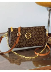 1pc Women s Multicolor Patchwork Square Shoulder Bag Adjustable Strap Letter Chain Decor Crossbody Bag New Design