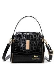 Women Patent Leather Handbag High Quality Lnterior Slot Pocket Leather Bucket Bag Female Shoulder Bag Luxury Brand Crossbody Bag