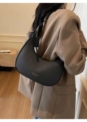 1pc Solid Color PU Leather Shoulder Bag For Women Versatile Crossbody Bag For Commuting Adjustable Shoulder Strap