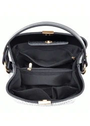 Large Capacity Lightweight Portable And Casual Fashionable Mini Crocodile Embossed Top Handle Bucket Bag Crocodile Embossed Bucket Bag Faux Leather Shoulder Bag Women s Fashion Bag