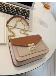 Mini Push Lock Chain Decor Flap Square Bag Shoulder Bag Clutch Bag Clutch Minimalist Classic Funky Leather Small Bag Square Bag Star Women Ladies Lover Travel Work Office Prom Party Weekend And Holida