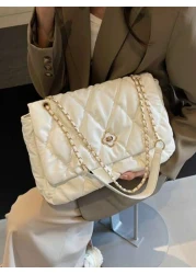 Women s Shoulder Bag Diamond Embroidery Line Flip Soft Bag Pillow Bag Large Capacity Portable Fashion Bag