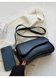 Minimalist Flap Square Bag Simple Solid Color Flap Underarm Bag PU Leather Textured Bag Purse Fashion Versatile Bag