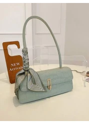 New Solid Color PU Scarf Bag With Lid Style Inner Layer Zipper Fashionable And Versatile French Armpit Bag Women s Baguette Bag Suitable For Women s Daily Outings Shopping Parties Girlfriends Christma