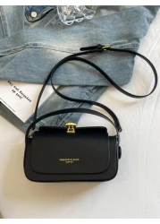 Fashionable Classic Multifunctional Solid Color PU Waterproof Fabric Solid Color Decoration Design Metal Buckle Decoration Design Double Handle Handbag Versatile Small Box Bag With Simple Elegant Suit