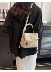 Mini Pleated Bucket Bag With Chain Decor