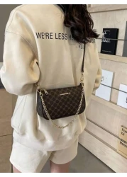 Women s Pu Leather Chain Shoulder Bag With Underarm Design