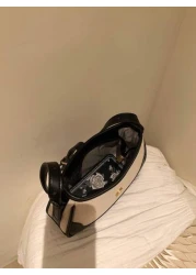 حقيبة كتف بتصميم عتيق وتباين لوني، محفظة تحت الابط بتصميم نايش، حقيبة نسائية للجسم عبرية مزينة بإبزيم